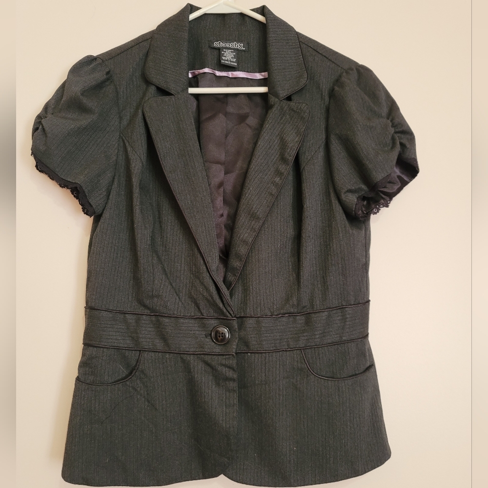 Stooshy Charcoal Puff Sleeve Blazer